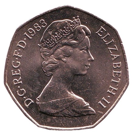 Монета 50 пенсов. 1983 год, Великобритания. BU.