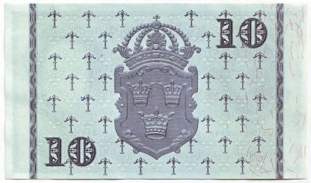 Банкнота 10 крон. 1958 год, Швеция. Тип 2. Банкнота 10 крон. 1958 год, Швеция. Тип 2.