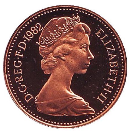 Монета 1 пенни. 1982 год, Великобритания. Proof. Монета 1 пенни. 1982 год, Великобритания. Proof.