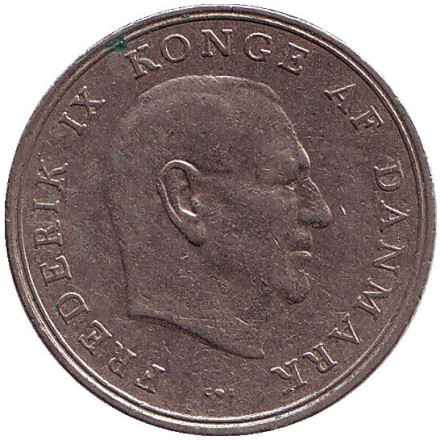 Монета 1 крона. 1962 год, Дания. Монета 1 крона. 1962 год, Дания.