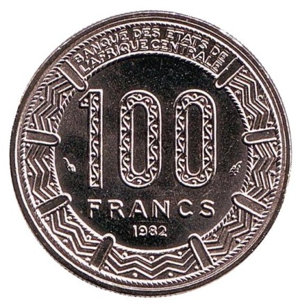 Монета 100 франков. 1982 год, Чад. UNC. Африканские антилопы. (Западные канны).