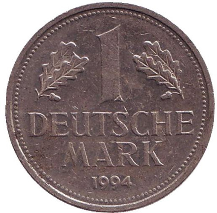 Монета 1 марка. 1994 год (A), ФРГ. Из обращения.