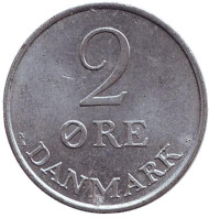 Монета 2 эре. 1970 год, Дания. Монета 2 эре. 1970 год, Дания.