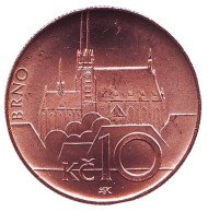 Монета 10 крон. 2018 год, Чехия. UNC. Брно. Монета 10 крон. 2018 год, Чехия. UNC. Брно.