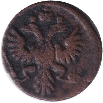 Монета Полушка. 1734 год, Российская империя. Монета Полушка. 1734 год, Российская империя.