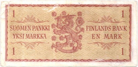 Банкнота 1 марка. 1963 год, Финляндия. P-98a(33).