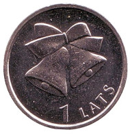 Монета 1 лат, 2012 год, Латвия. Рождественские колокольчики. Монета 1 лат, 2012 год, Латвия. Рождественские колокольчики.