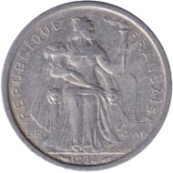 Монета 1 франк. 1984 год, Французская Полинезия. Монета 1 франк. 1984 год, Французская Полинезия.