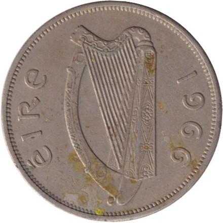 Монета 1/2 кроны. 1966 год, Ирландия. Лошадь.