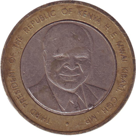 Монета 40 шиллингов, 2003 год, Кения. (Из обращения). 40 лет независимости Кении.