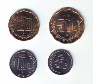 Набор монет (4 штуки). 5-50 сентаво, 2001-2008 гг, Мексика.