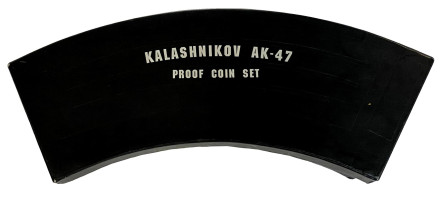 60 лет автомату Калашникова. Набор из 2-х монет номиналом 2 доллара в подарочной упаковке. 2007 год, Острова Кука.