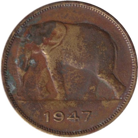 Монета 5 франков. 1947 год, Бельгийское Конго.