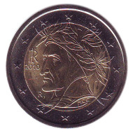 Монета 2 евро. 2010 год, Италия. Монета 2 евро. 2010 год, Италия.