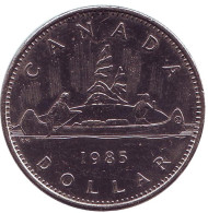 Монета 1 доллар. 1985 год, Канада. Индейцы в каноэ. Монета 1 доллар. 1985 год, Канада. Индейцы в каноэ.