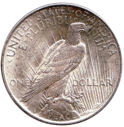 Монета 1 доллар. 1922 год, США. (Без отметки монетного двора). XF-UNC. Доллар мира.