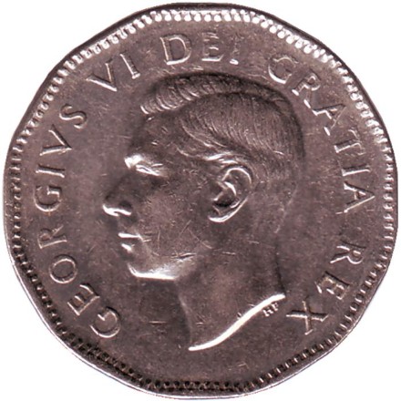 Монета 5 центов. 1951 год, Канада. 200 лет с момента открытия никеля.