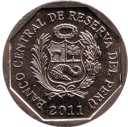 Монета 1 соль. 2011 год, Перу. Мачу-Пикчу. Монета 1 соль. 2011 год, Перу. Мачу-Пикчу.