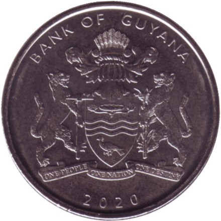 Монета 100 долларов. 2020 год, Гайана. 50 лет Кооперативной Республике Гайана.