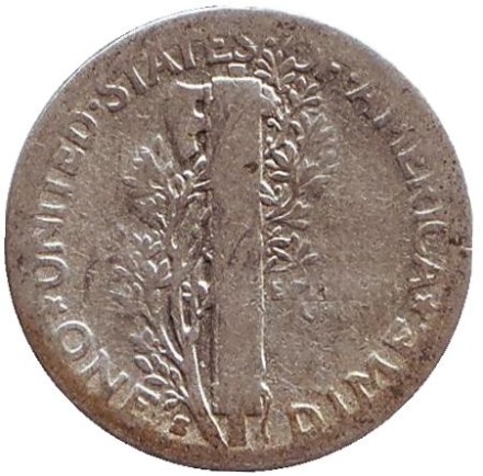 Монета 10 центов. 1930 год, США. Монетный двор S. Меркурий. Монета 10 центов. 1930 год, США. Монетный двор S. Меркурий.