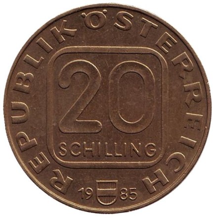 Монета 20 шиллингов. 1985 год, Австрия. 200 лет Епархии в Линце.