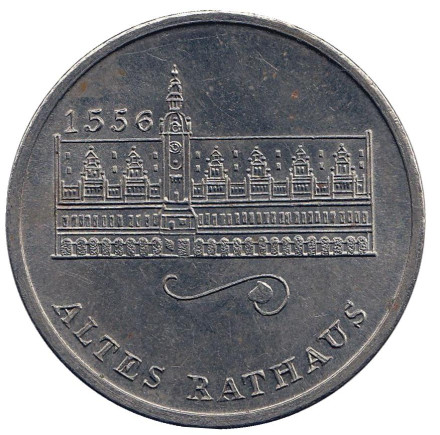 Старая ратуша. Лейпциг. Сувенирный жетон. (Медаль). 1975 год, Германия.