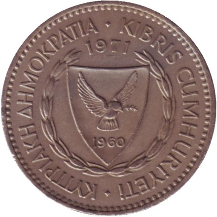 Монета 100 миллей. 1971 год, Кипр. Кипрский муфлон. Монета 100 миллей. 1971 год, Кипр. Кипрский муфлон.