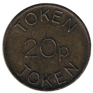 Игровой жетон "20p / TOKEN. Bell Fruit". (Токен), Великобритания. Игровой жетон "20p / TOKEN. Bell Fruit". (Токен), Великобритания.
