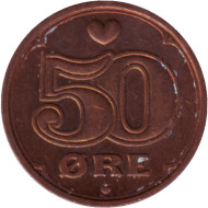 Монета 50 эре. 2006 год, Дания.