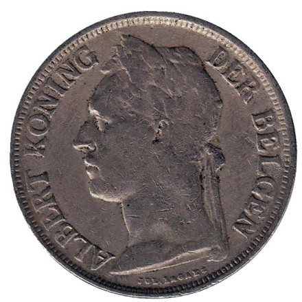 Монета 1 франк. 1925 год, Бельгийское Конго. (Der Belgen)