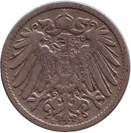 Монета 10 пфеннигов. 1904 год (D), Германская империя.