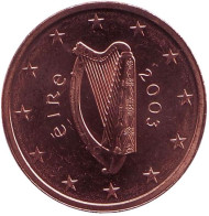 Монета 2 цента. 2003 год, Ирландия.