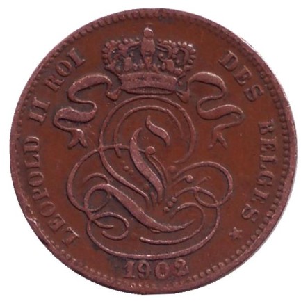 Монета 1 сантим. 1902 год, Бельгия. (Des Belges) Монета 1 сантим. 1902 год, Бельгия. (Des Belges)
