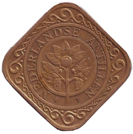 Монета 50 центов. 1989 год, Нидерландские Антильские острова. Монета 50 центов. 1989 год, Нидерландские Антильские острова.