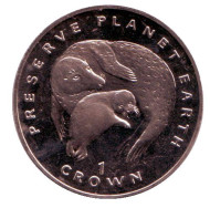 Монета 1 крона. 1994 год, Остров Мэн. Тюлени, серия "Сохраним планету Земля". Монета 1 крона. 1994 год, Остров Мэн. Тюлени, серия "Сохраним планету Земля".