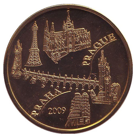 Прага. Карлов мост. Собор Святого Вита. Сувенирный жетон, Чехия.