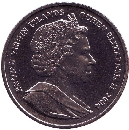 Монета 1 доллар. 2004 год, Британские Виргинские острова. Сэр Фрэнсис Дрейк (1540-1596).