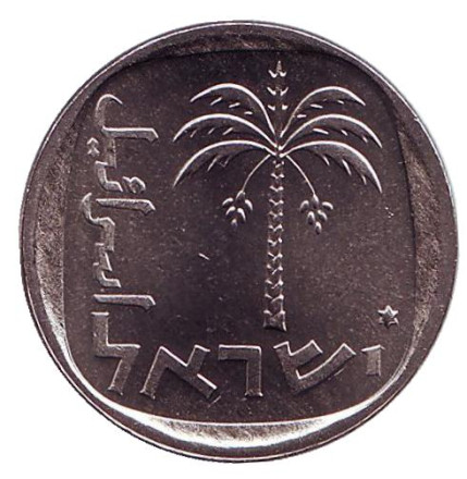 Монета 10 агор. 1976 год, Израиль. Редкая. (Звезда Давида) Пальма.