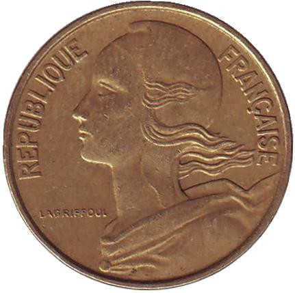 Монета 10 сантимов. 1963 год, Франция.