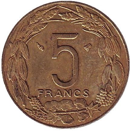 Монета 5 франков. 1998 год, Центральные Африканские штаты. Африканские антилопы. (Западные канны).