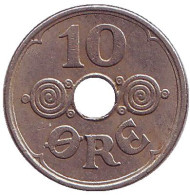 Монета 10 эре. 1939 год, Дания. Монета 10 эре. 1939 год, Дания.