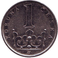 Монета 1 крона. 2002 год, Чехия. Монета 1 крона. 2002 год, Чехия.