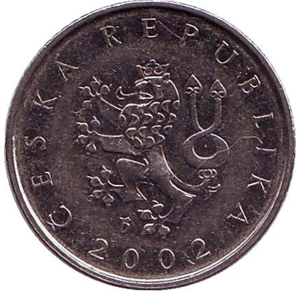 Монета 1 крона. 2002 год, Чехия. Монета 1 крона. 2002 год, Чехия.