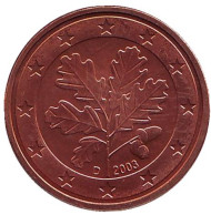 Монета 5 центов. 2003 год (D), Германия.
