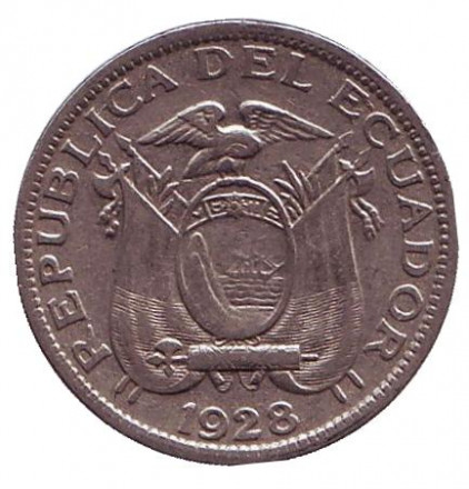 Монета 5 сентаво. 1928 год, Эквадор.