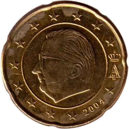 Монета 20 центов. 2004 год, Бельгия.