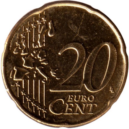 Монета 20 центов. 2004 год, Бельгия. Монета 20 центов. 2004 год, Бельгия.