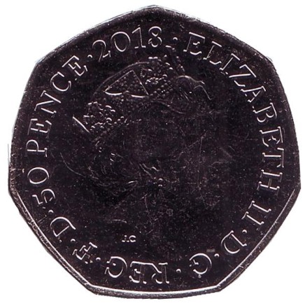 Монета 50 пенсов. 2018 год, Великобритания. 100 лет представлению Закона о народе. Монета 50 пенсов. 2018 год, Великобритания. 100 лет представлению Закона о народе.