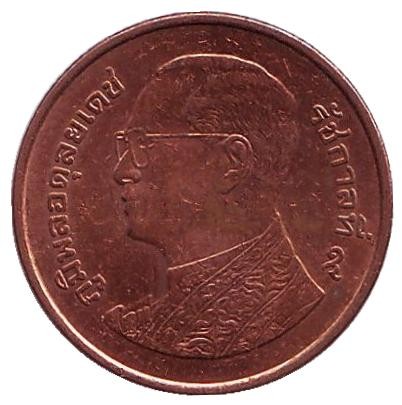 Монета 50 сатангов. 2014 год, Таиланд. Буддийский храм.