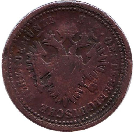 Монета 1 крейцер. 1851 год (A), Австрийская империя. Монета 1 крейцер. 1851 год (A), Австрийская империя.